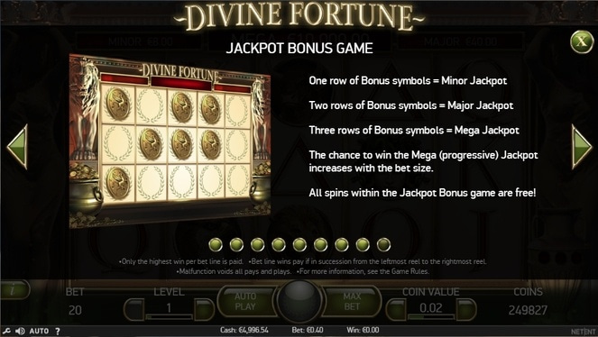 Zasady gry premiowej w Divine Fortune