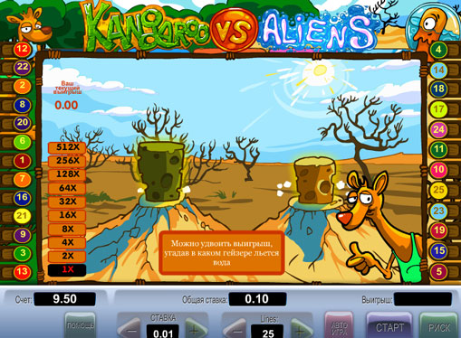 Gra do podwojenia automatu do gry Kangaroo vs Aliens