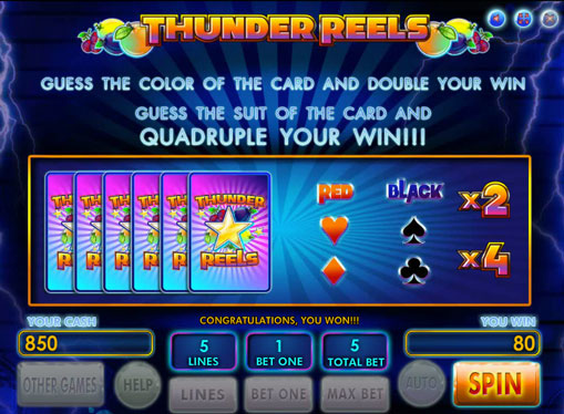 Gra do podwojenia automatu do gry Thunder Reels