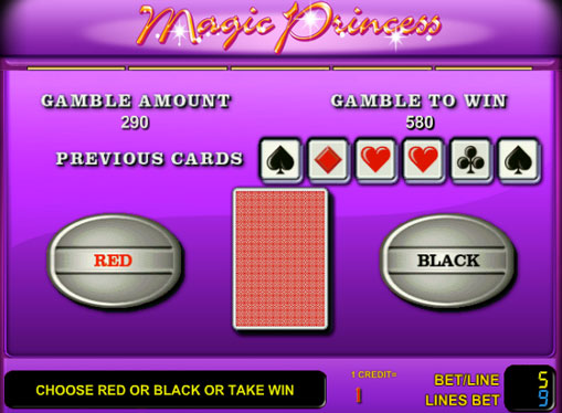 Tryb ryzyka w automatie Magic Princess na pieniądze